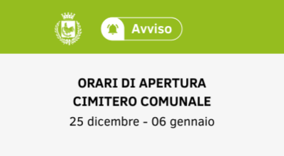 Orari di apertura del Cimitero Comunale durante le festività natalizie