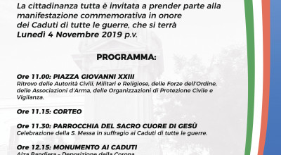 Festività del IV Novembre. Programma della manifestazione. 