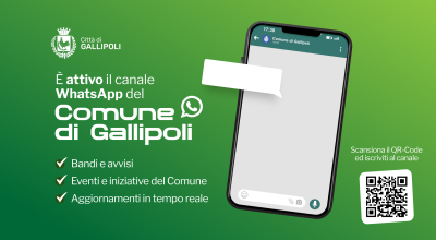 È attivo il Canale WhatsApp  del Comune di Gallipoli