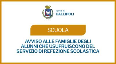 Avviso alle famiglie degli alunni che usufruiscono del servizio di refettorio...