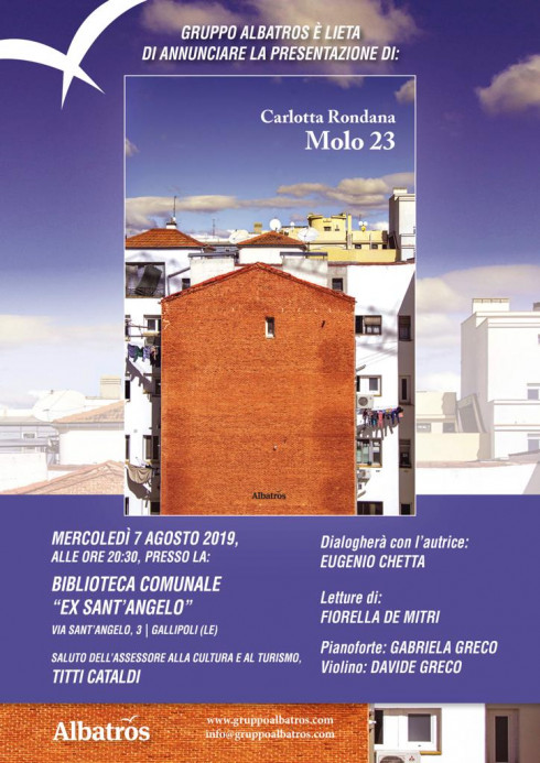 Molo 23: domani la presentazione del libro di Carlotta Rondana