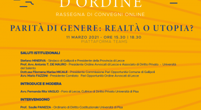 Giovedì 11 Marzo il Convegno online Parità di genere: rea...